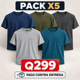 Pack x5 camisetas para hombre con bolsillo precio Q299 pago contra entrega