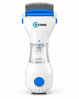 Peine aspirador V-COMB blanco y azul, vista frontal